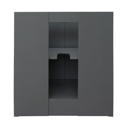 31" Single vanity in Gray Ash finish with White Carrara top and rectangle sink