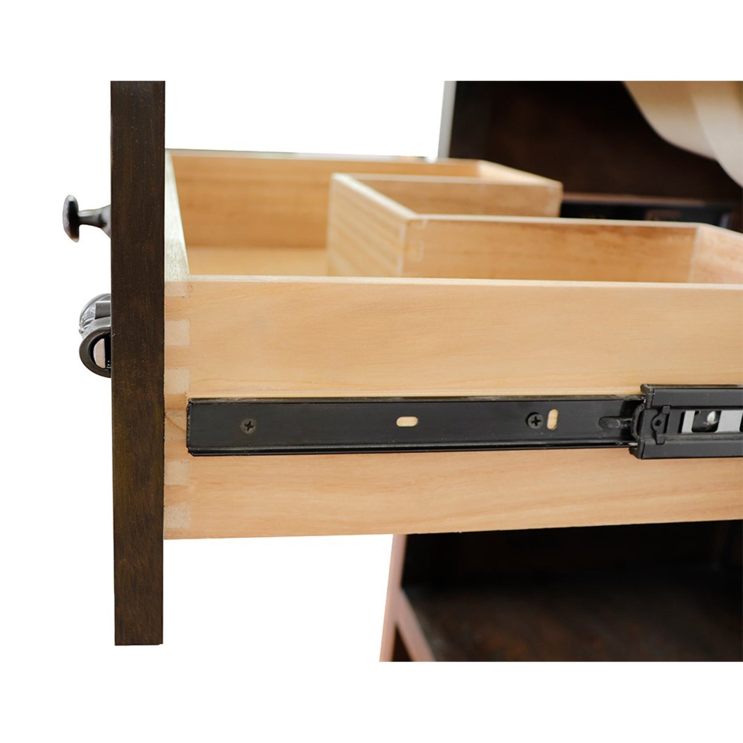 31" Single vanity in Brown Ash finish with Black Galaxy top and round sink