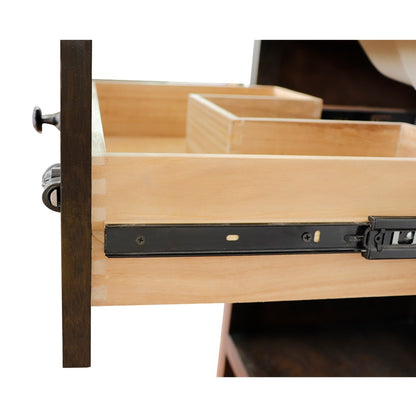 31" Single vanity in Brown Ash finish with Gray granite top and oval sink