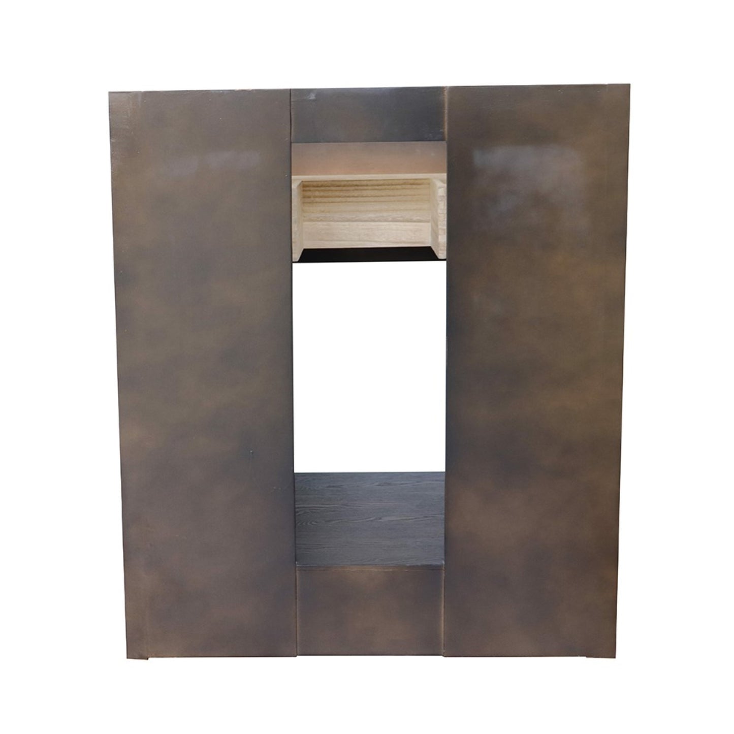 31" Single vanity in Brown Ash finish with Gray granite top and round sink