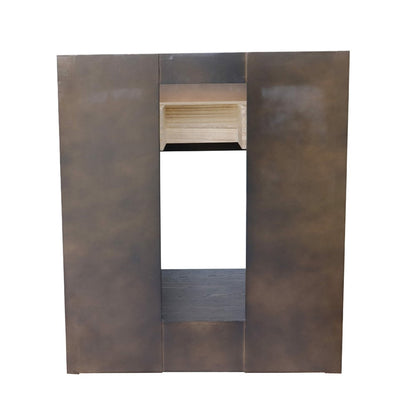 31" Single vanity in Brown Ash finish with White engineered stone top and oval sink