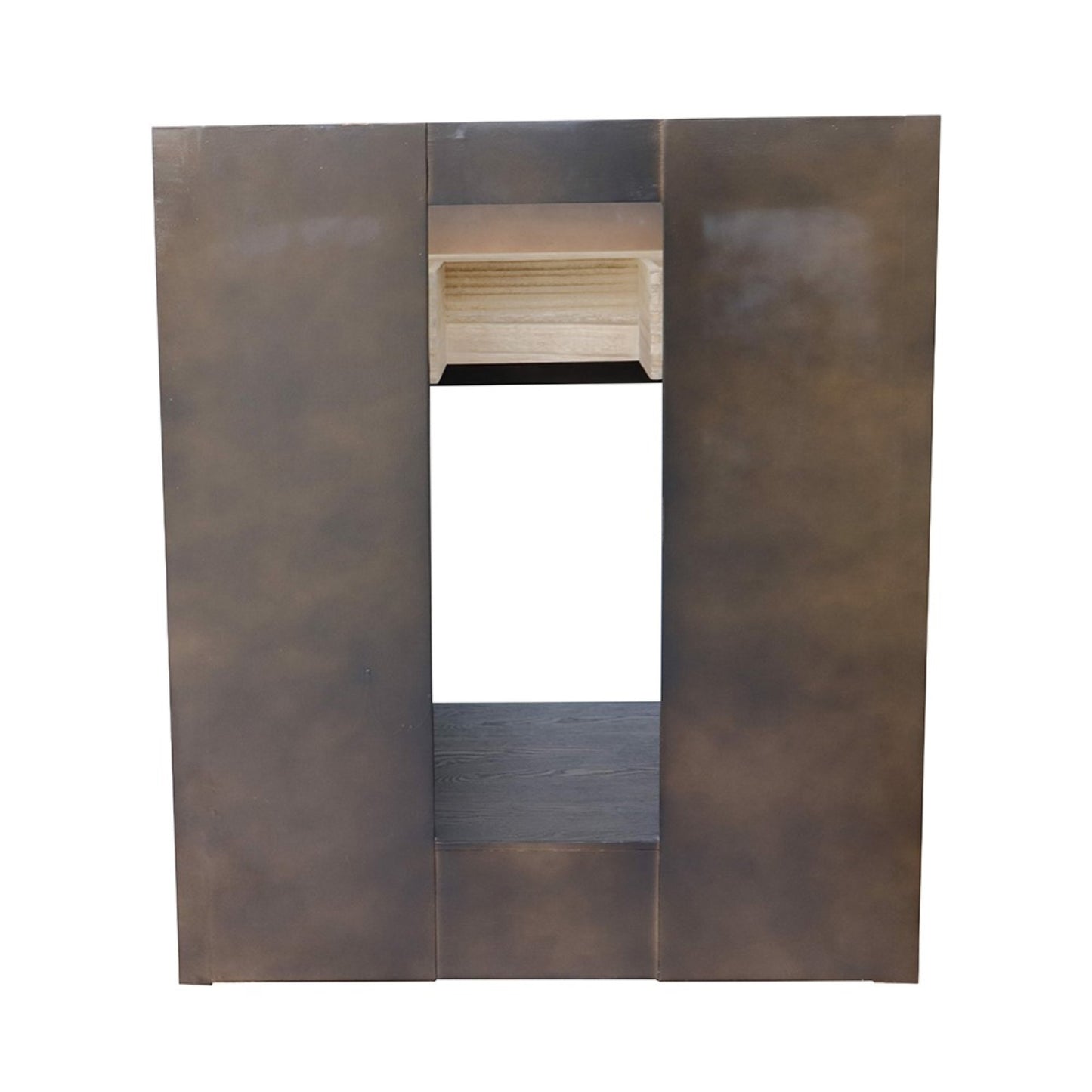 31" Single vanity in Brown Ash finish with White engineered stone top and round sink