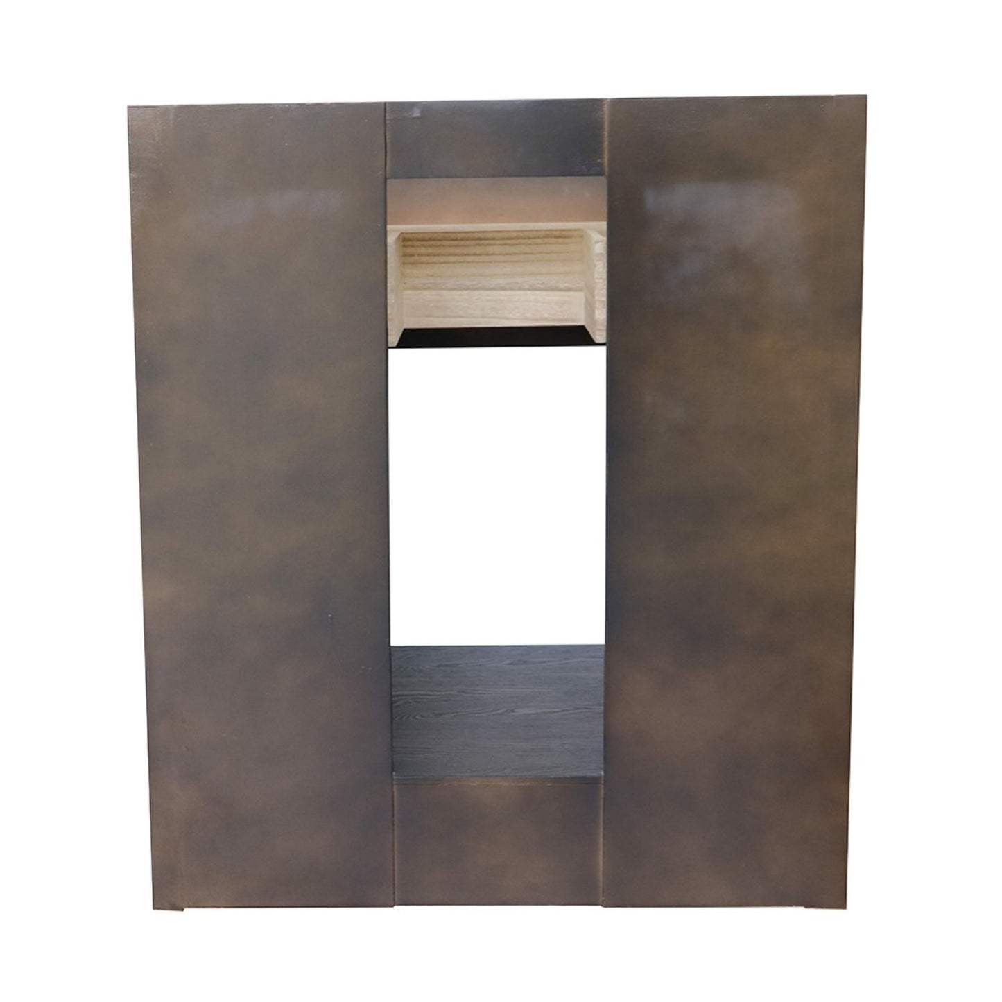 31" Single vanity in Brown Ash finish with White engineered stone top and rectangle sink
