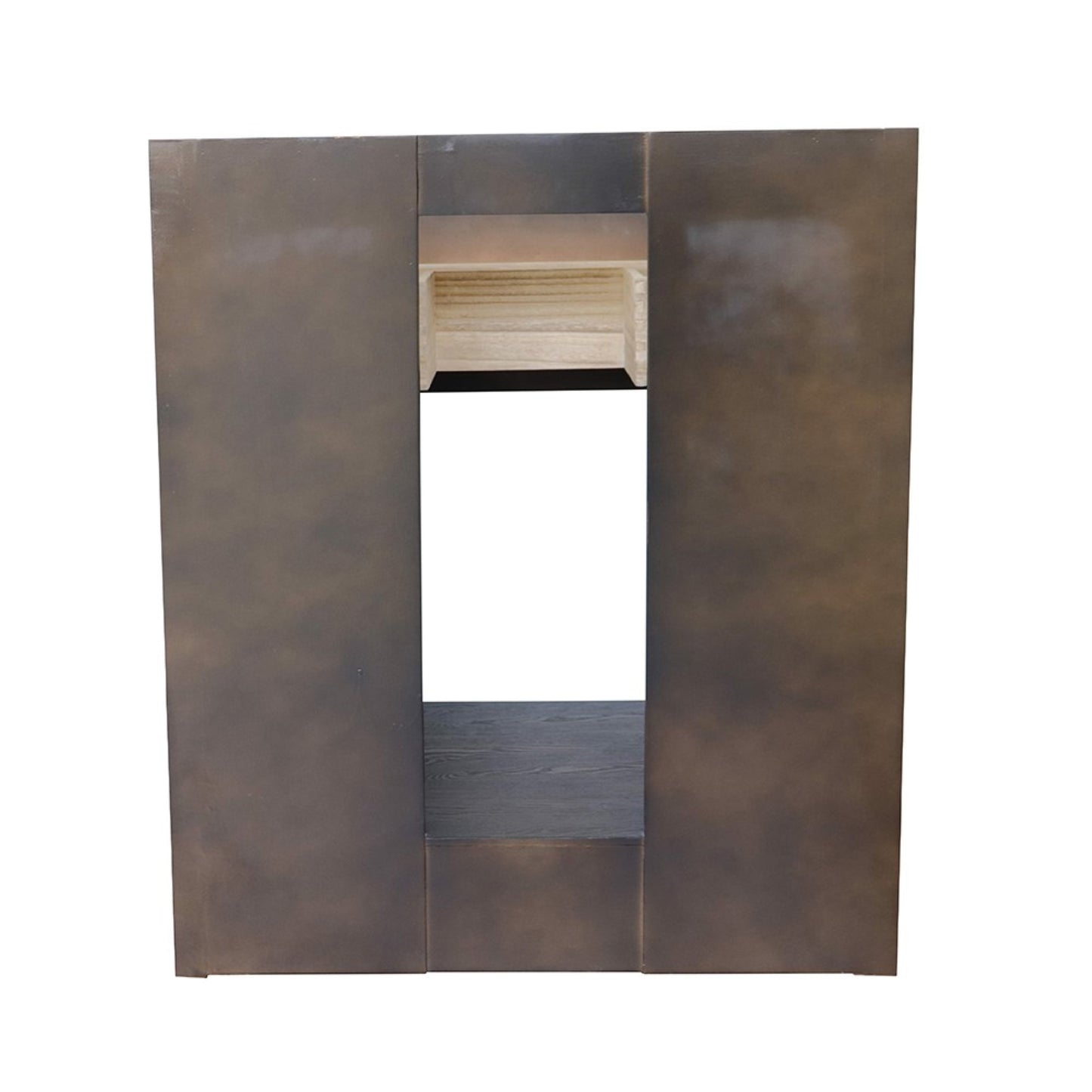31" Single vanity in Brown Ash finish with White Carrara top and round sink