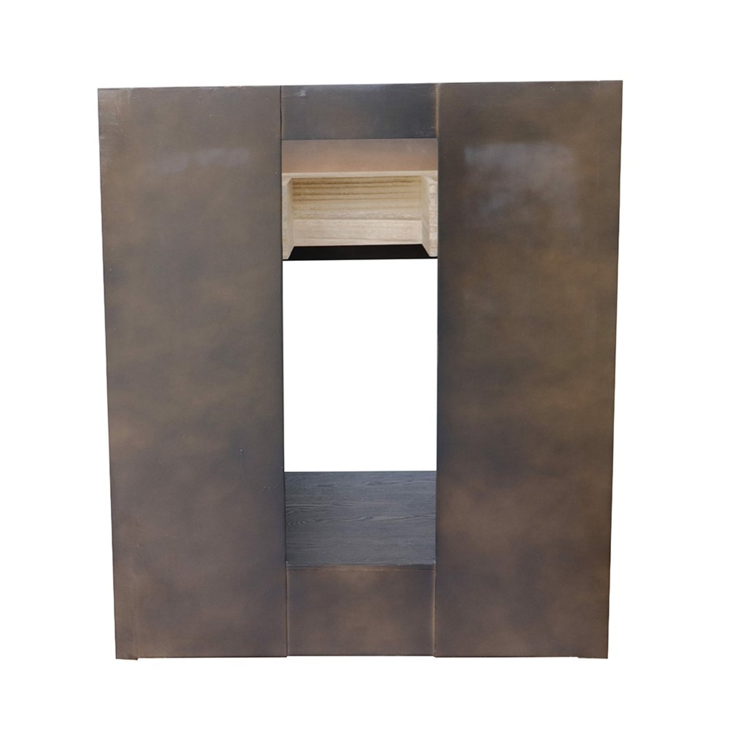 31" Single vanity in Brown Ash finish with White Carrara top and rectangle sink