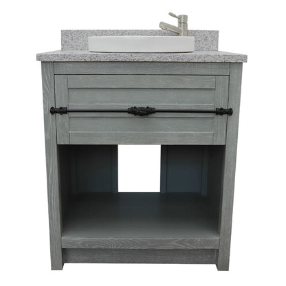 31" Single vanity in Gray Ash finish with Gray granite top and round sink