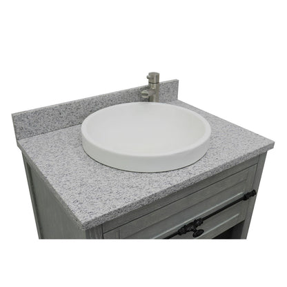 31" Single vanity in Gray Ash finish with Gray granite top and round sink