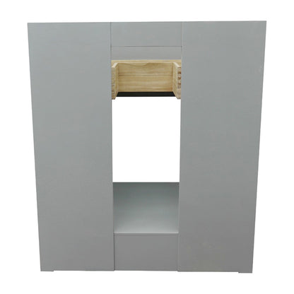 31" Single vanity in Gray Ash finish with White Carrara top and oval sink