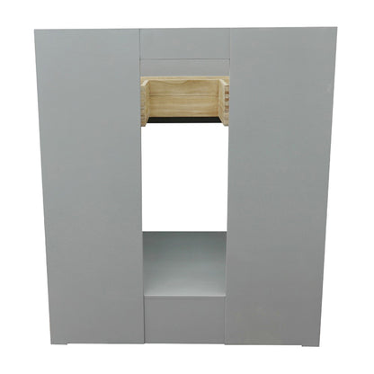 31" Single vanity in Gray Ash finish with White Carrara top and round sink