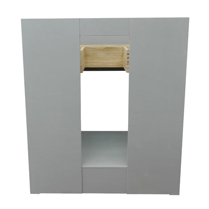 31" Single vanity in Gray Ash finish with White Carrara top and rectangle sink