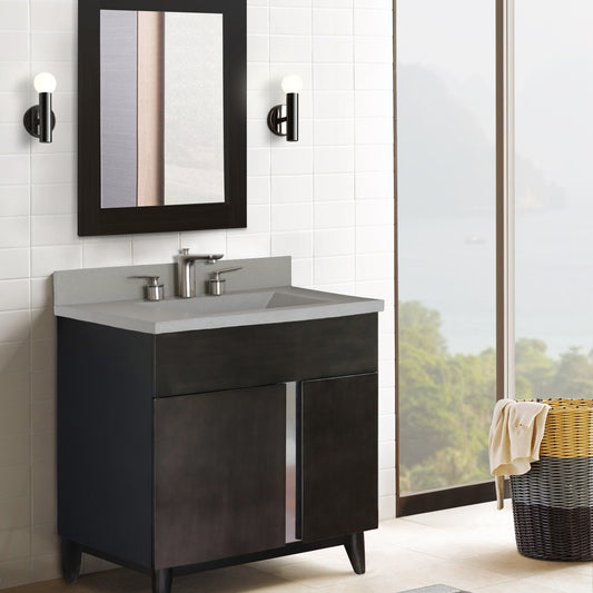 31" Single Vanity in Silvery Brown Finish with Gray Concrete Top and Rectangle Sink