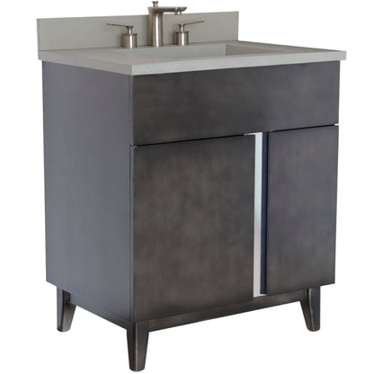 31" Single Vanity in Silvery Brown Finish with Gray Concrete Top and Rectangle Sink