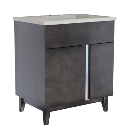 31" Single Vanity in Silvery Brown Finish with Gray Concrete Top and Rectangle Sink