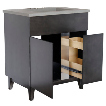 31" Single Vanity in Silvery Brown Finish with Gray Concrete Top and Rectangle Sink