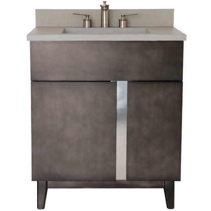 31" Single Vanity in Silvery Brown Finish with Gray Concrete Top and Rectangle Sink