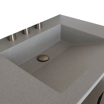 31" Single Vanity in Silvery Brown Finish with Gray Concrete Top and Rectangle Sink