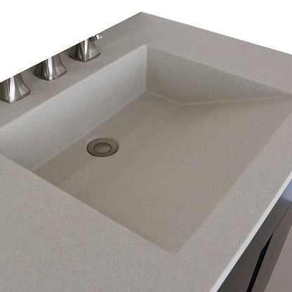 31" Single Vanity in Silvery Brown Finish with White Concrete Top and Oval Sink