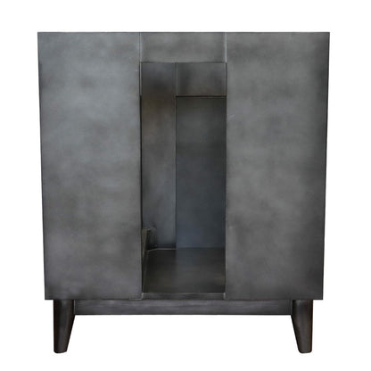 31" Single vanity in Silvery Brown finish with Gray granite top and oval sink