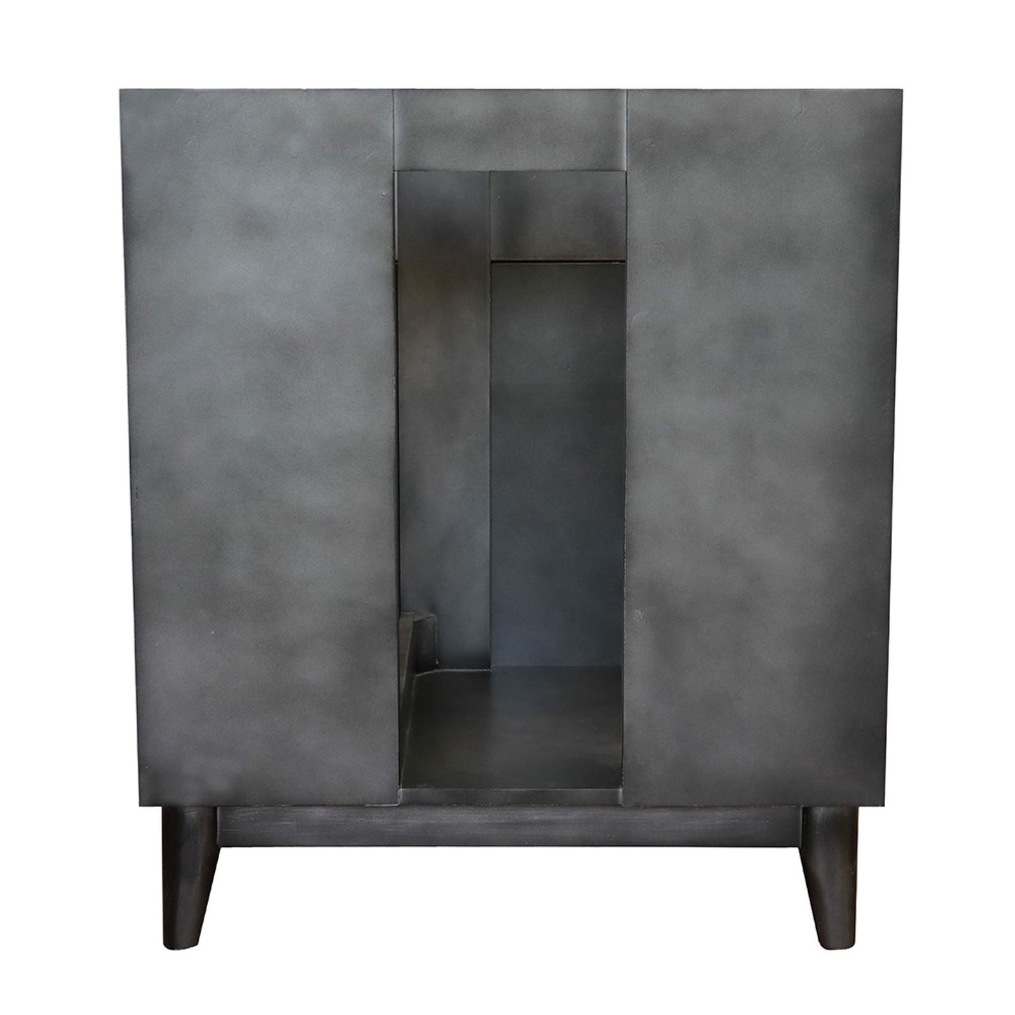 31" Single vanity in Silvery Brown finish with White engineered stone top and oval sink