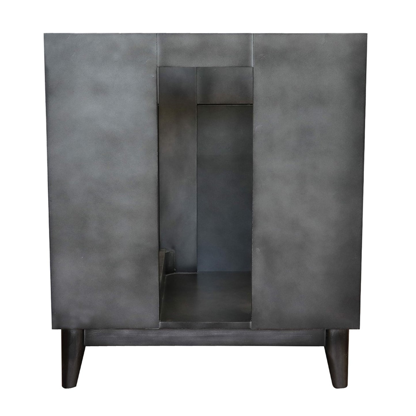 31" Single vanity in Silvery Brown finish with White engineered stone top and rectangle sink