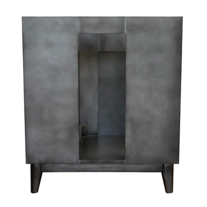 31" Single vanity in Silvery Brown finish with White engineered stone top and rectangle sink