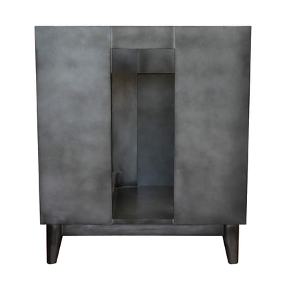 31" Single vanity in Silvery Brown finish with White Carrara top and oval sink