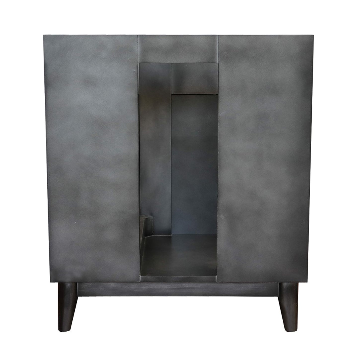 31" Single vanity in Silvery Brown finish with White Carrara top and round sink