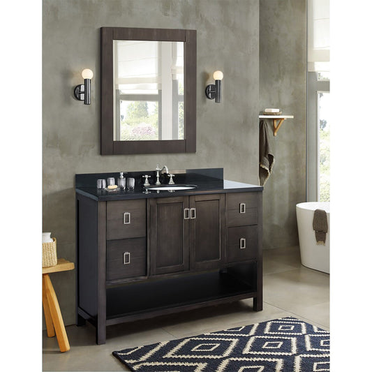 49" Single vanity in Silvery Brown finish with Black Galaxy top and oval sink