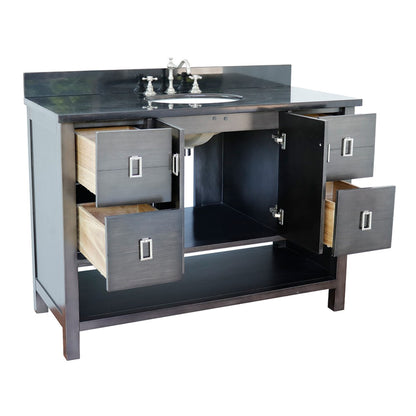 49" Single vanity in Silvery Brown finish with Black Galaxy top and oval sink