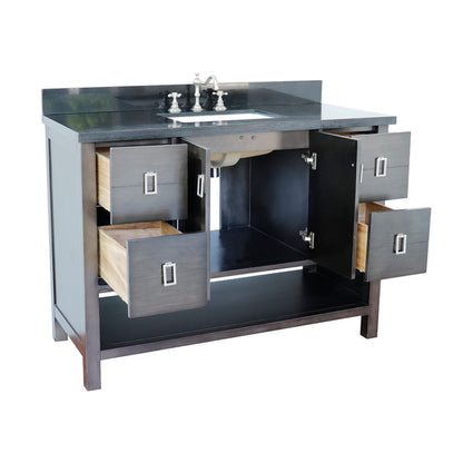 49" Single vanity in Silvery Brown finish with Black Galaxy top and rectangle sink