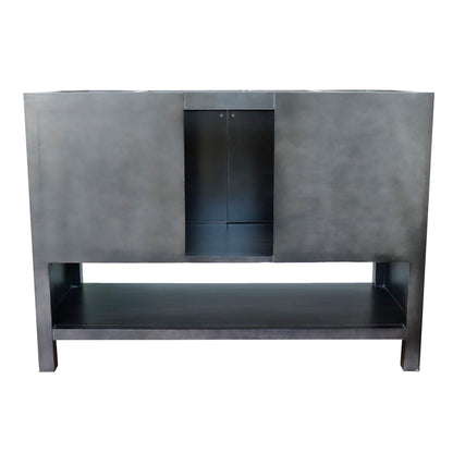 49" Single vanity in Silvery Brown finish with Gray granite top and rectangle sink