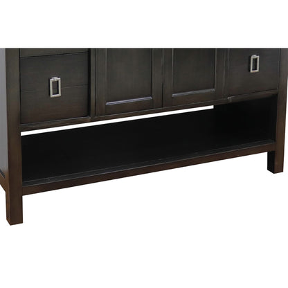 49" Single vanity in Silvery Brown finish with White engineered stone top and round sink
