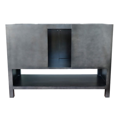 49" Single vanity in Silvery Brown finish with White engineered stone top and rectangle sink