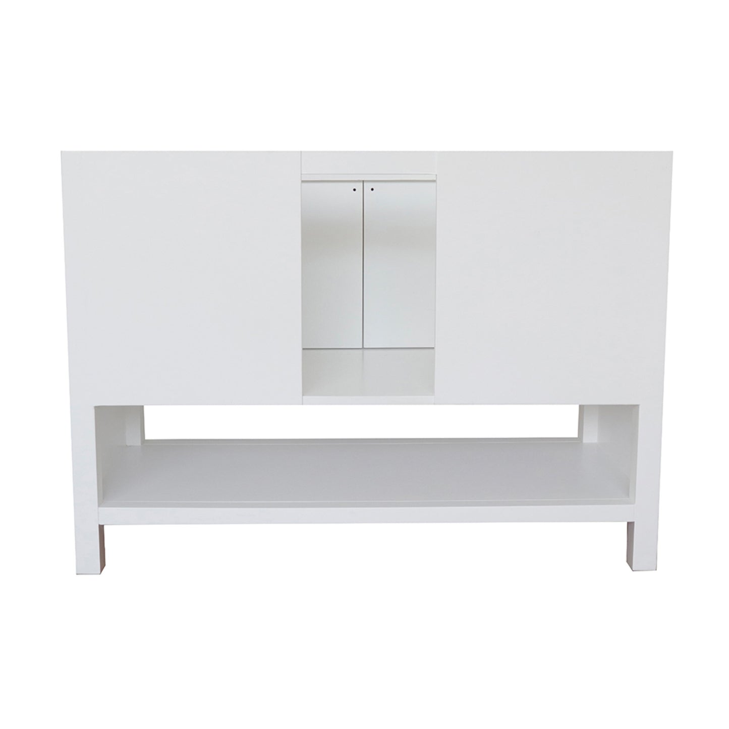 49" Single vanity in White finish with Gray granite top and round sink