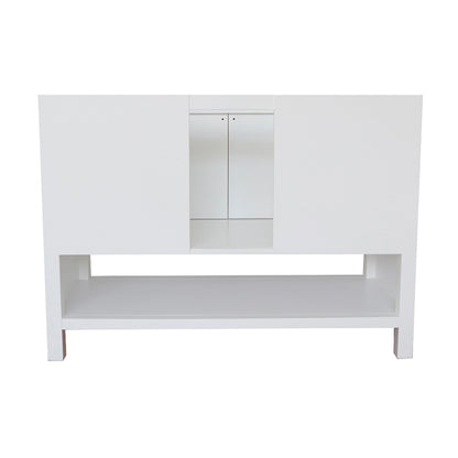 49" Single vanity in White finish with Gray granite top and round sink