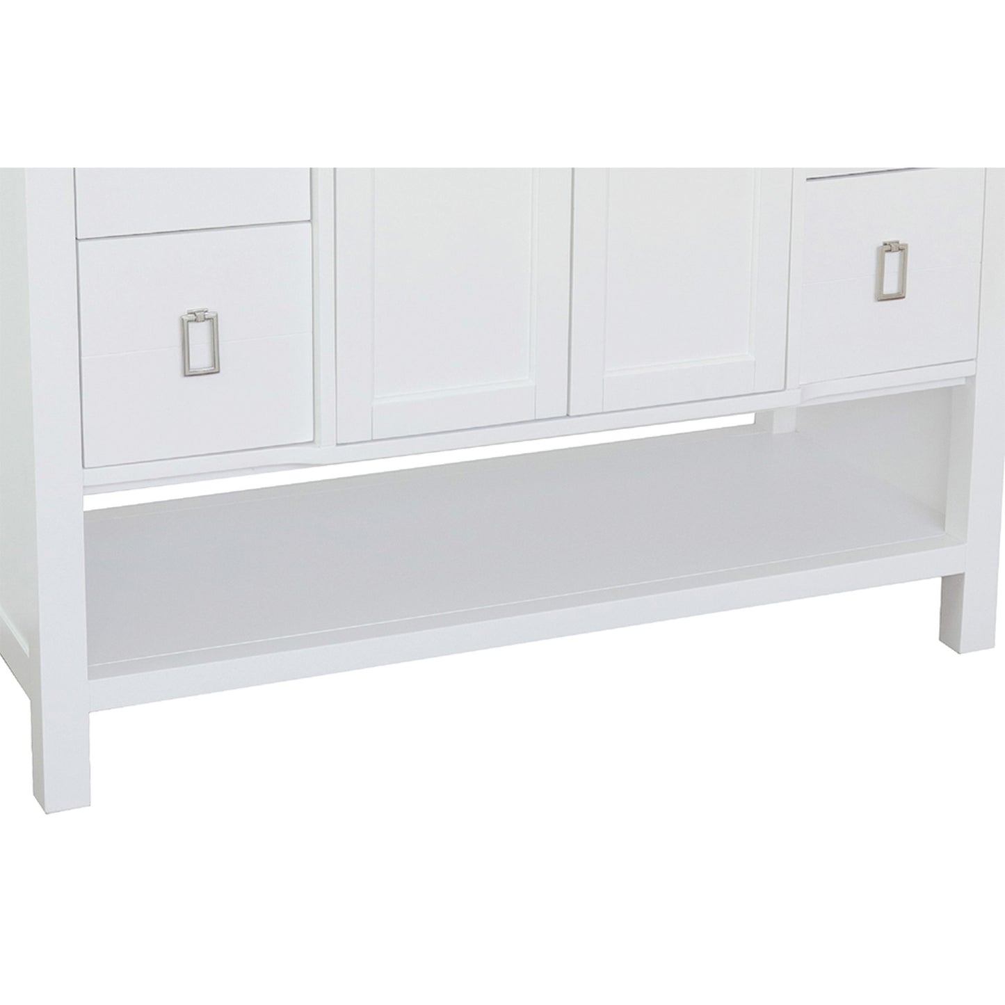 49" Single vanity in White finish with Gray granite top and rectangle sink