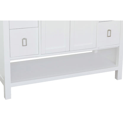 49" Single vanity in White finish with Gray granite top and rectangle sink