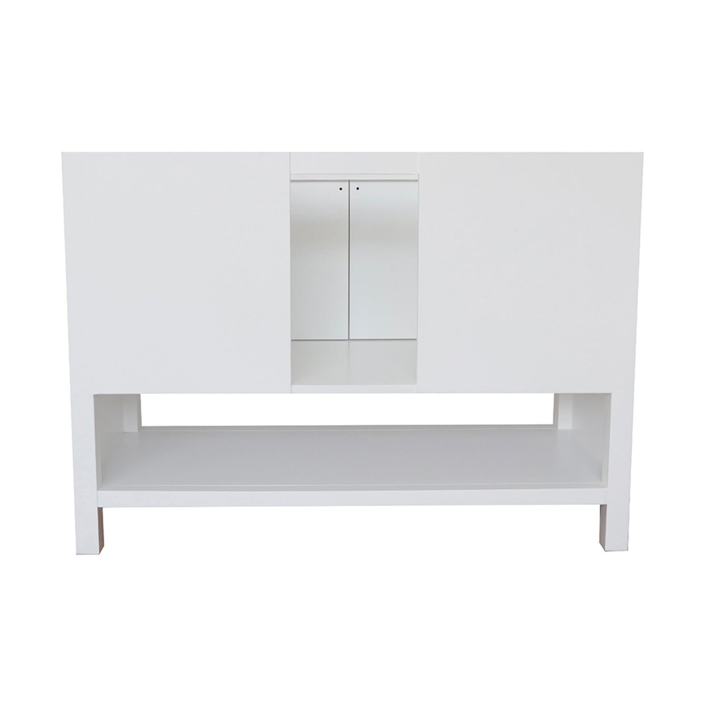49" Single vanity in White finish with Gray granite top and rectangle sink
