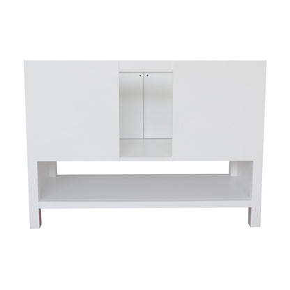 49" Single vanity in White finish with White engineered stone top and oval sink
