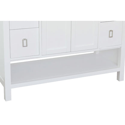 49" Single vanity in White finish with White engineered stone top and round sink