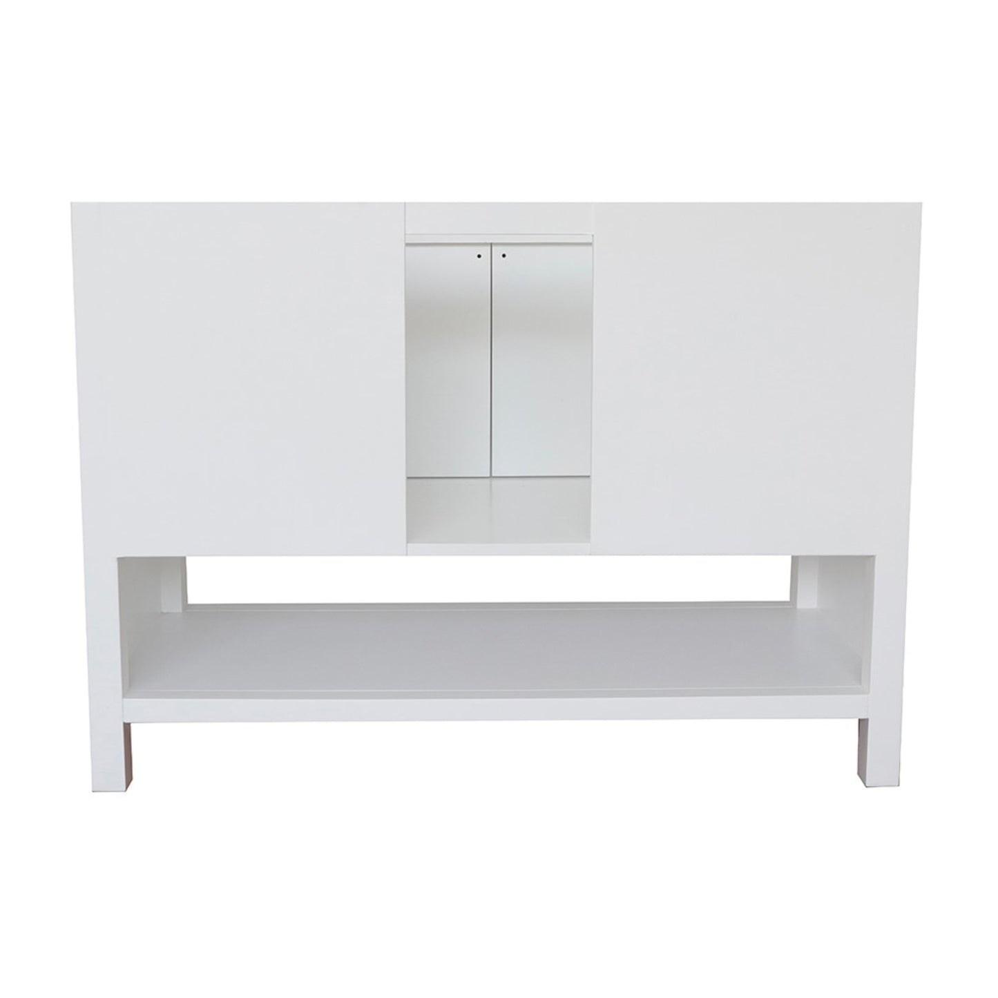 49" Single vanity in White finish with White engineered stone top and rectangle sink