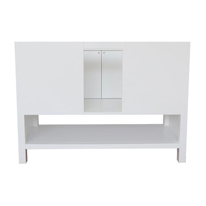 49" Single vanity in White finish with White engineered stone top and rectangle sink