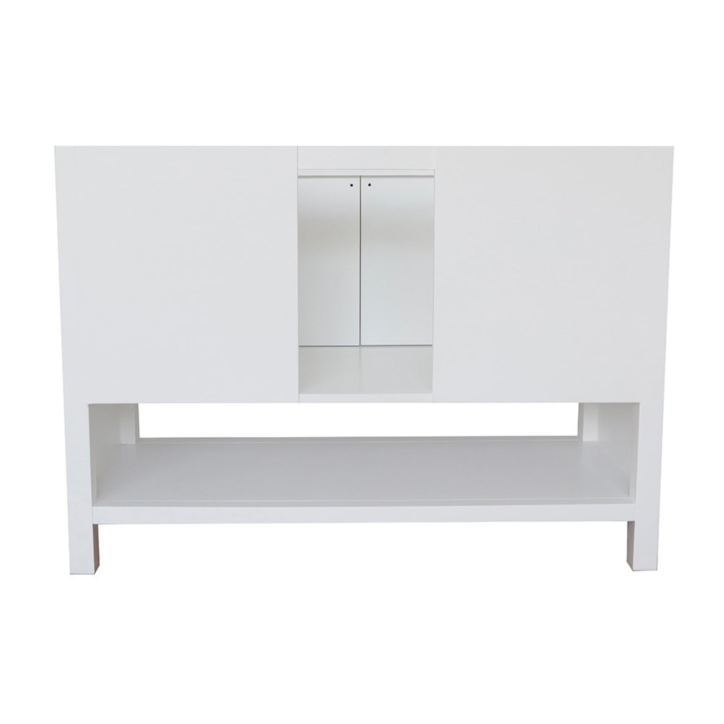 49" Single vanity in White finish with White Carrara top and rectangle sink