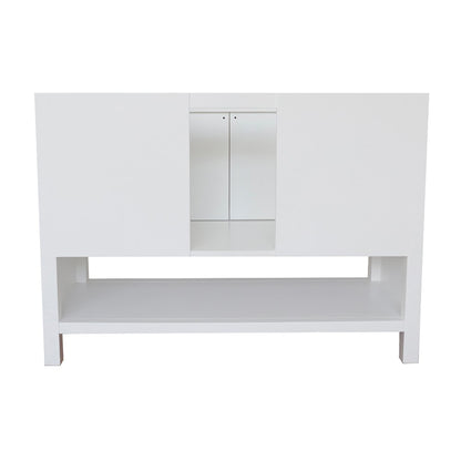 49" Single vanity in White finish with White Carrara top and rectangle sink