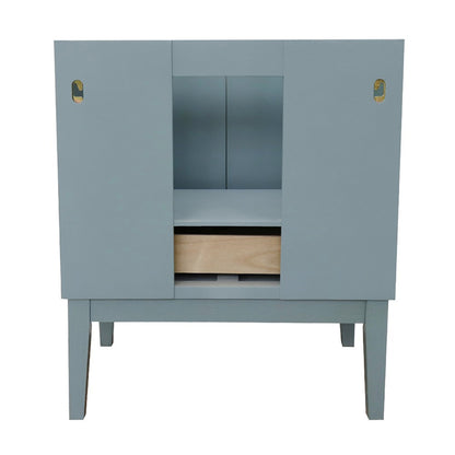 31" Single vanity in Aqua Blue finish with Black Galaxy top and round sink