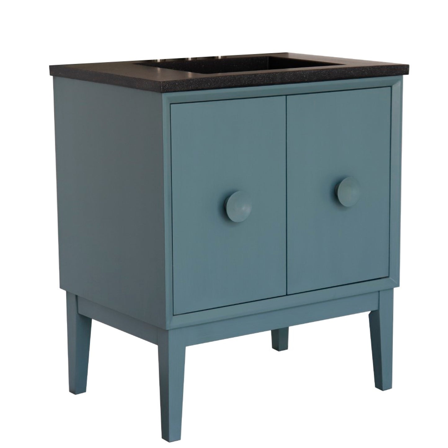 31" Single Vanity in Aqua Blue Finish with Black Concrete Top and Rectangle Sink