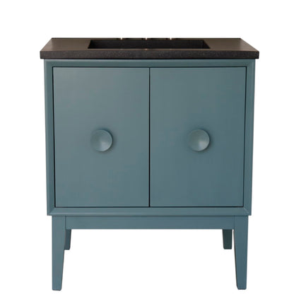 31" Single Vanity in Aqua Blue Finish with Black Concrete Top and Rectangle Sink