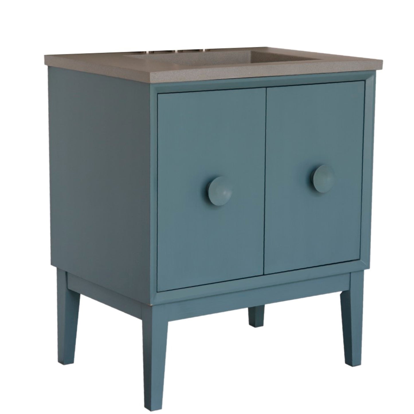 31" Single Vanity in Aqua Blue Finish with Gray Concrete Top and Rectangle Sink