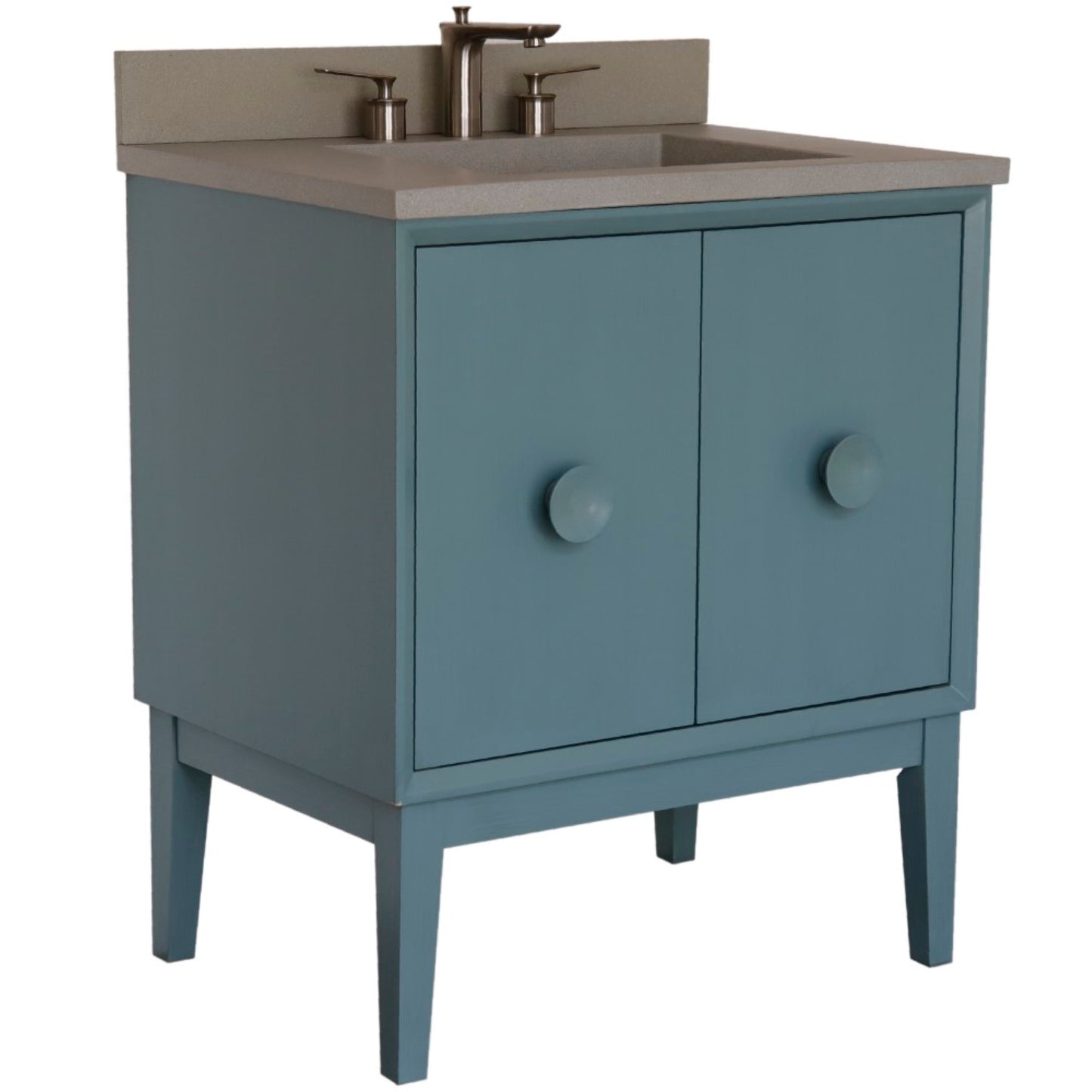 31" Single Vanity in Aqua Blue Finish with Gray Concrete Top and Rectangle Sink