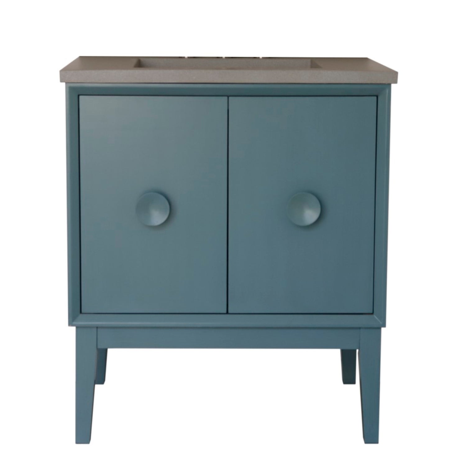 31" Single Vanity in Aqua Blue Finish with Gray Concrete Top and Rectangle Sink